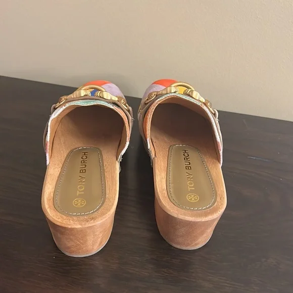 Tory Burch Jessa Multicolor Suede Clog Sandals - Picture 2 of 4